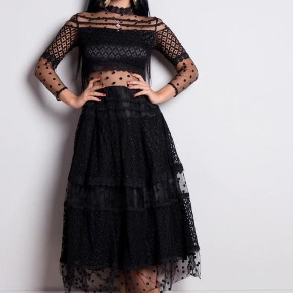 Evelyne Belluci Dresses & Skirts - 💋💋💋BLACK MID CALF SHEER 🔥🔥DRESS💋💋💋